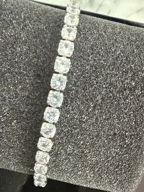 Tennis Bracelet - Silver Plated With Moissanite Stones 7”